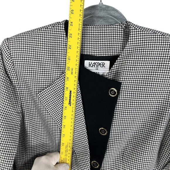 Kasper ASL Womens 8 Black White Houndstooth Blazer Skirt Set Power Suit Timeless - Picture 11 of 16